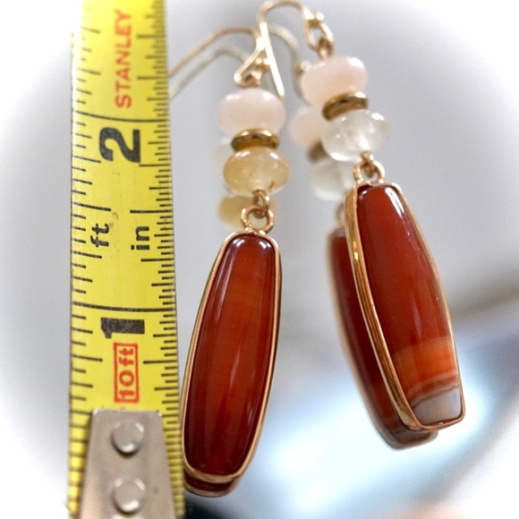 NEW Red Calcite and Quartz Earrings - Picture 2 of 7
